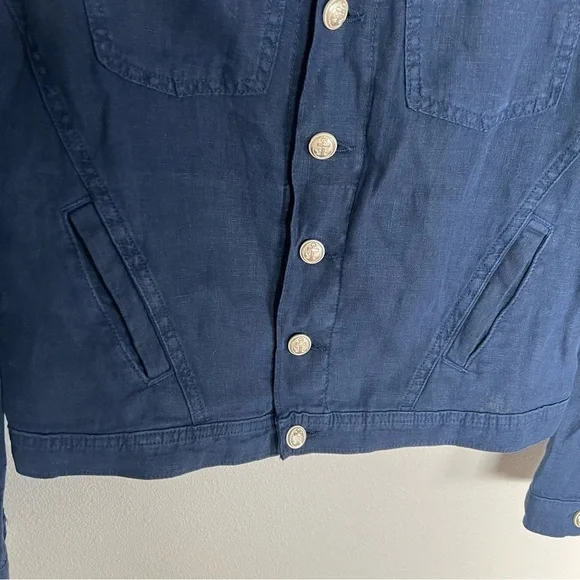 L’AGENCE Celine Slim Femme Jacket Marine Navy Blue Linen Casual Women’s Small - Picture 4 of 12